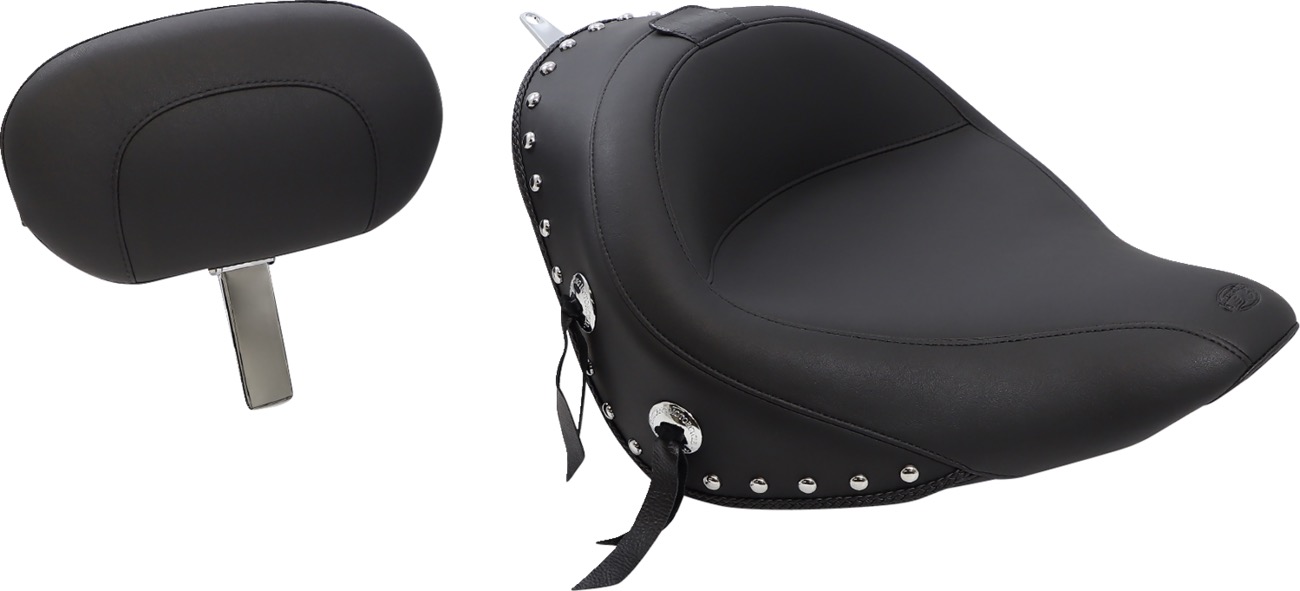 MUSTANG 79532 Wide Solo Seat With Backrest Black Studded W/Concho